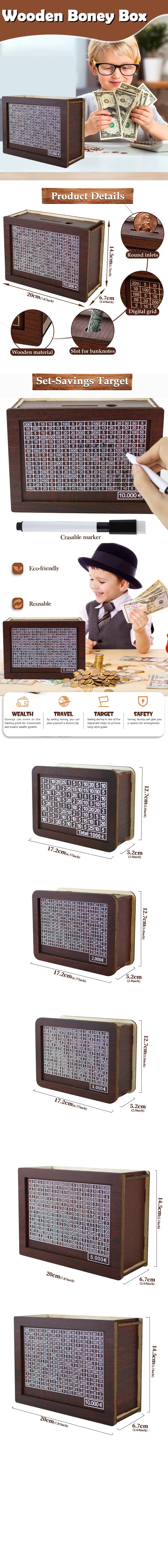 1000/2000/3000/5000/10000 Euro Box Challenge Cash Storage Case