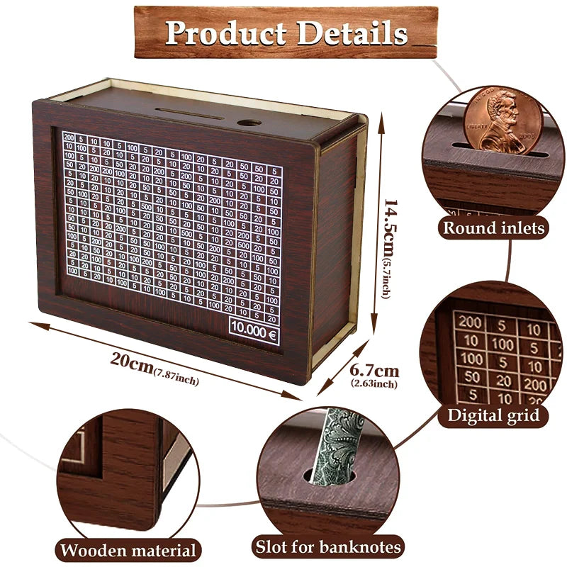 1000/2000/3000/5000/10000 Euro Box Challenge Cash Storage Case