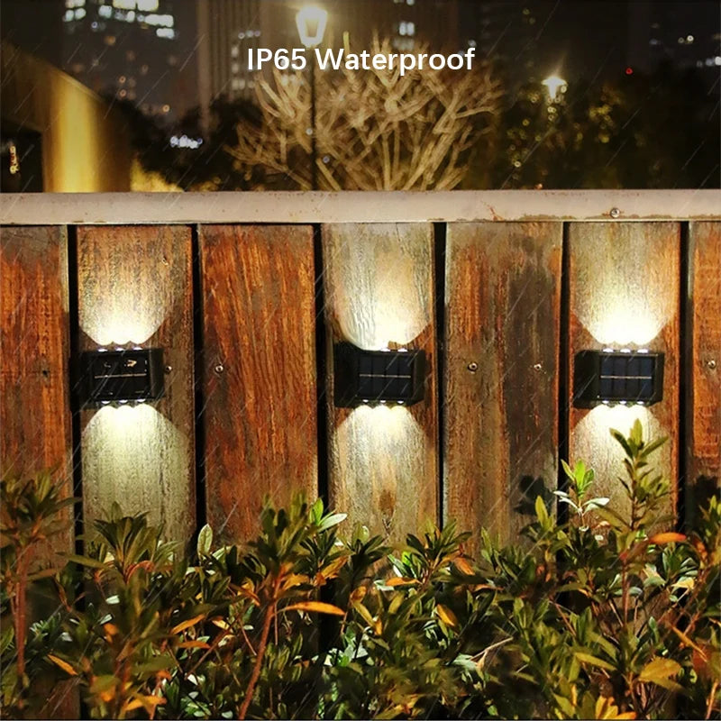 6LED Solar Lights, Outdoor Atmosphere Wall Lamp,Up And Down Light Control for Garden Yard Street Balcony Terrace Camping Decor