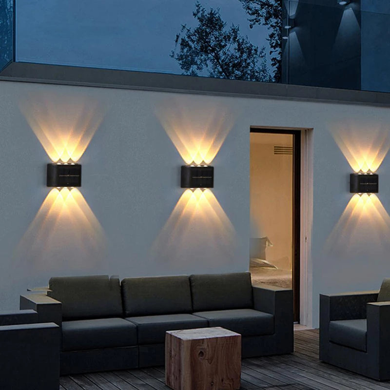 6LED Solar Lights, Outdoor Atmosphere Wall Lamp,Up And Down Light Control for Garden Yard Street Balcony Terrace Camping Decor